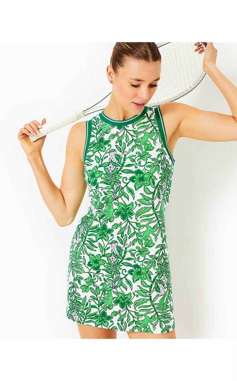 NEW LILLY PULITZER kick serve dress ups 50 plus in fiddley leaf green lil escape